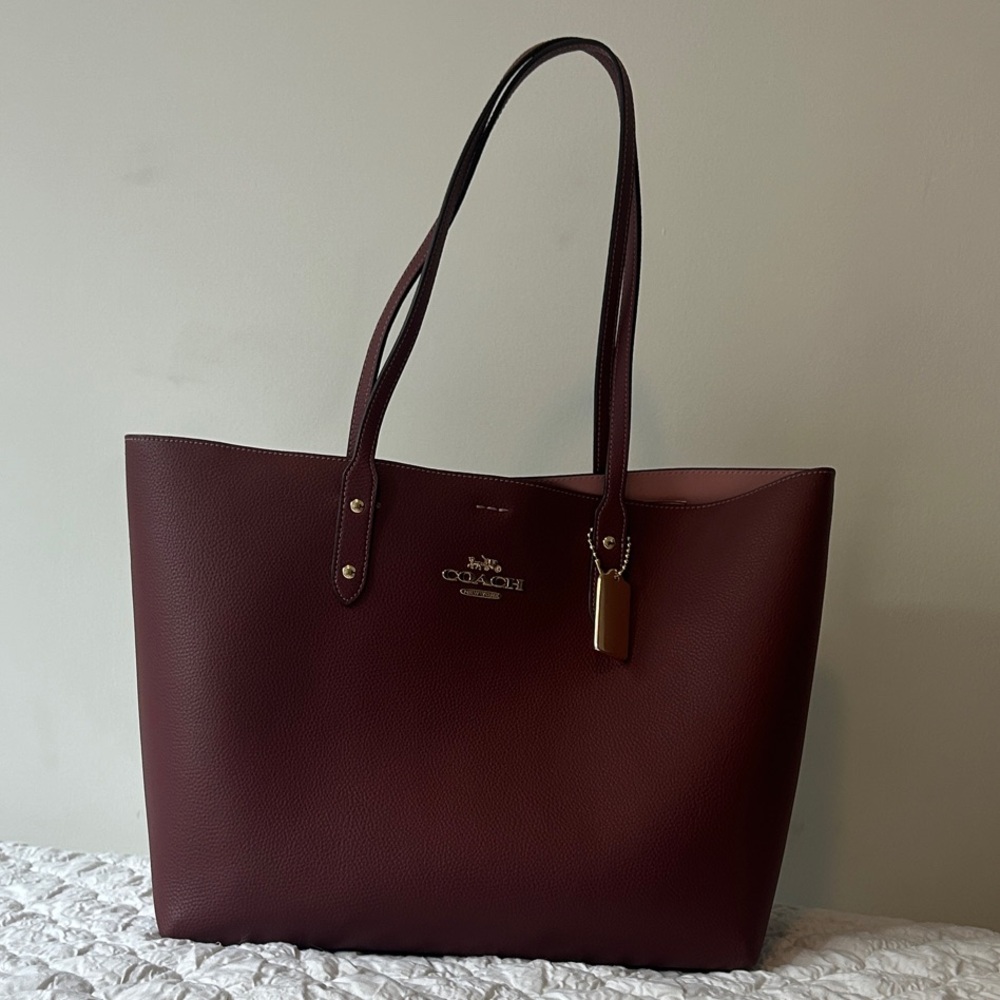 Coach Dark Red Leather City Tote Bag